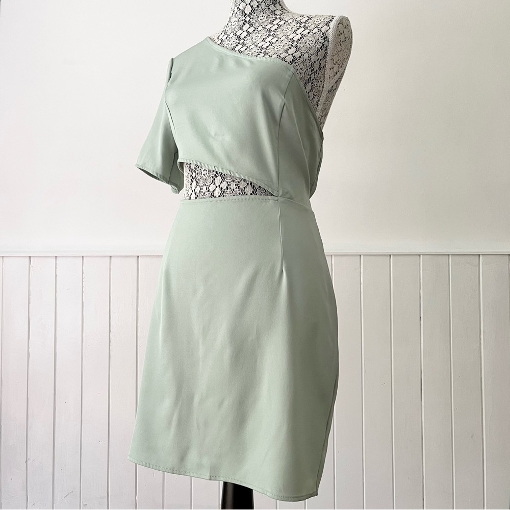 Zara Asymmetric One Sleeve Cutout Tie Back Dress Size M - Picture 5 of 10